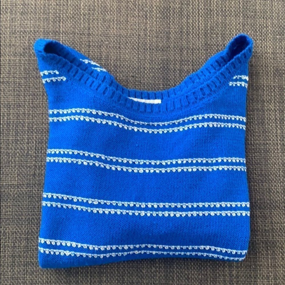 VTG boat neck blue and white sweater